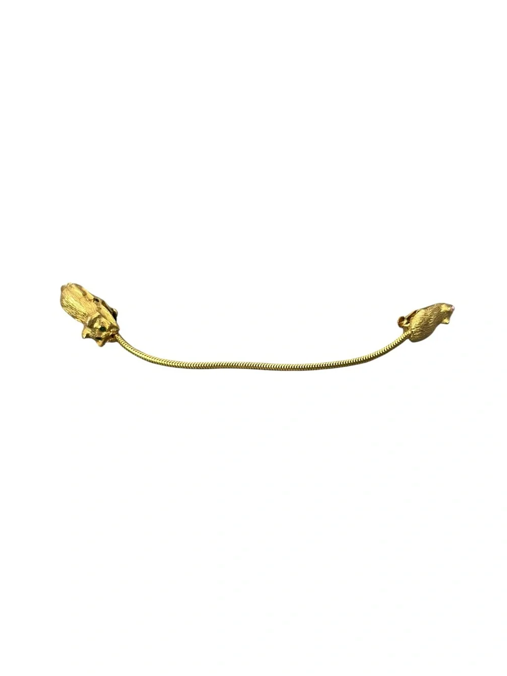 Vintage Gold Mouse + Cat Animal Sweater Collar Clip